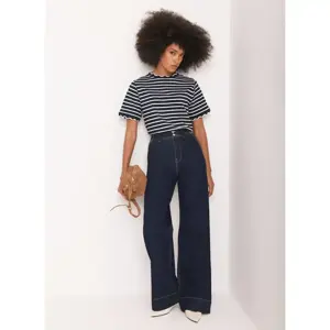 Mint Velvet Navy Stripe Scallop Trim T-Shirt